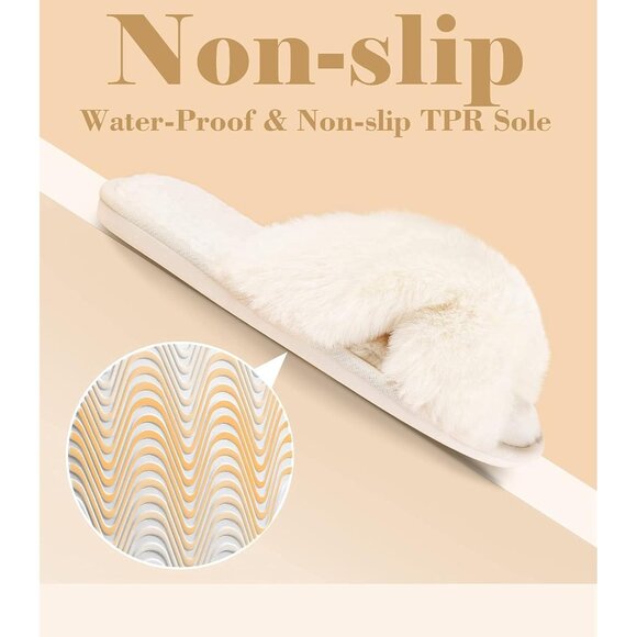 Stylish Memory Foam Open Toe Slippers with Non-Slip TPR Sole - Women’s Size 7-8 - Picture 6 of 7